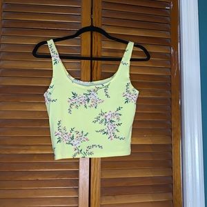 Yellow floral crop top